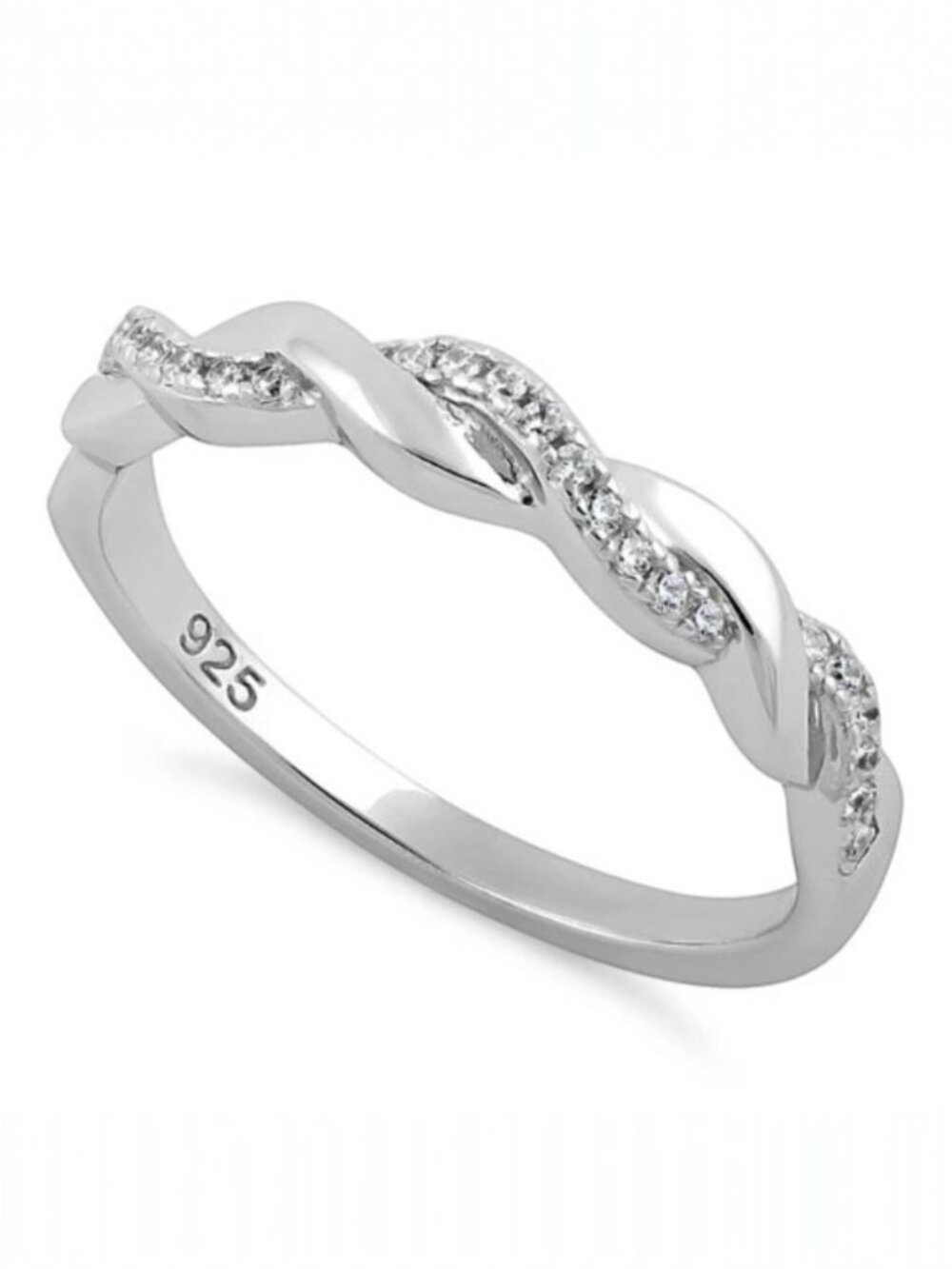 925 STERLING SILVER Braided CZ Band Ring